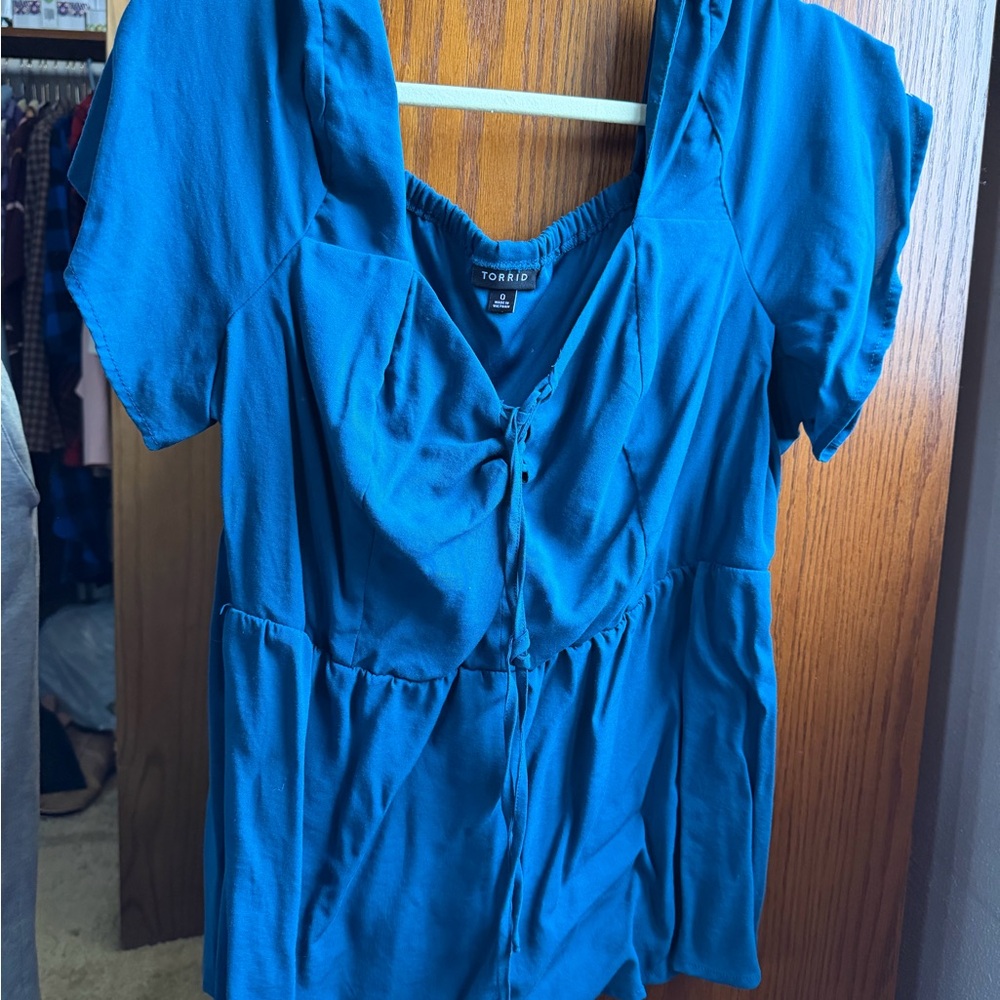 Torrid Vibrant Blue Button-Front Blouse